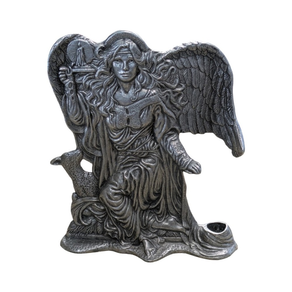 vintage 1993 Carson Pewter angel and lamb taper candle holder